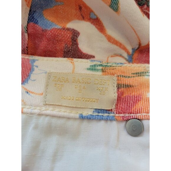 Zara Multicolor Flloral Mid-Rise Skinny Jeans 6 Pants - Picture 8 of 8